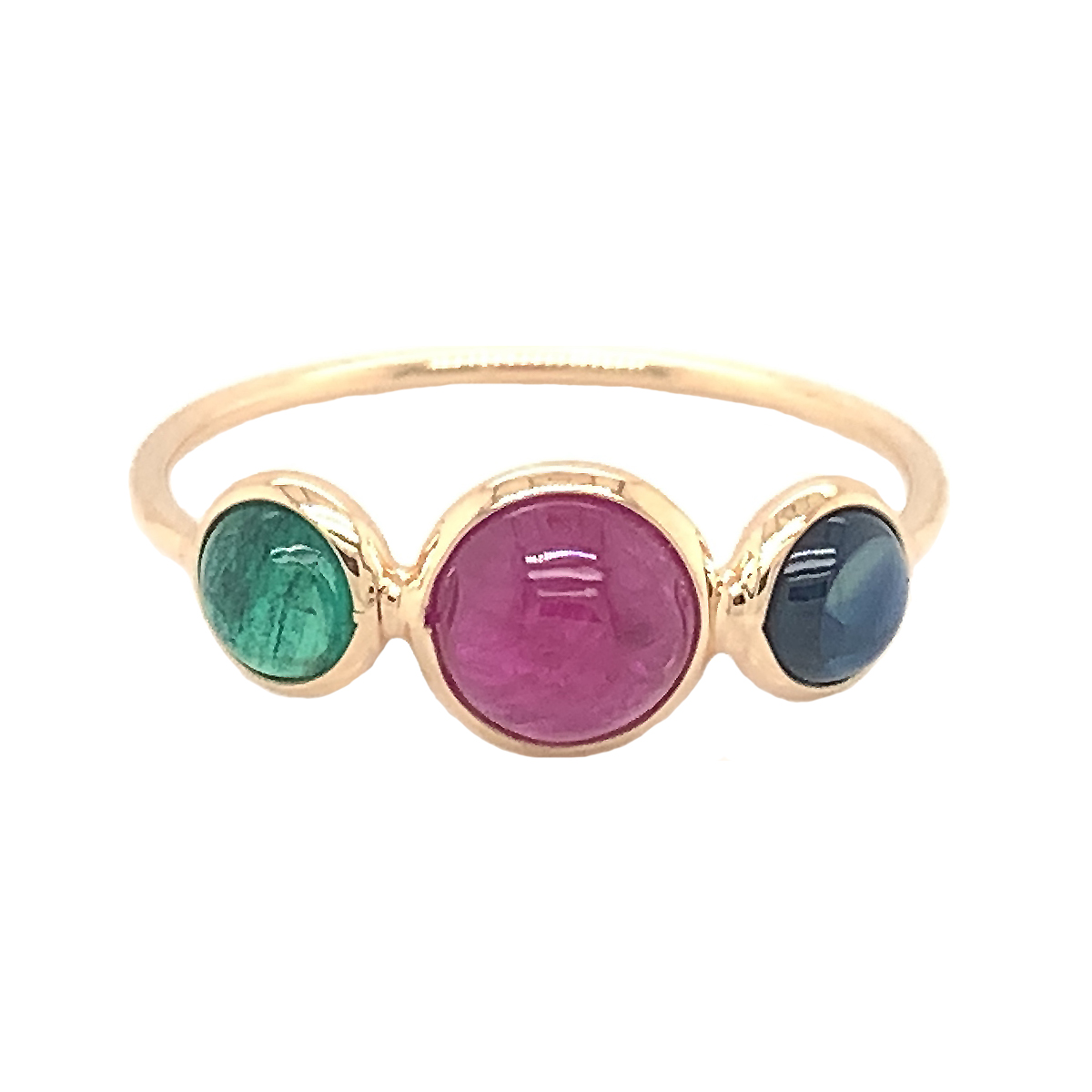 Princess 2ct Ruby Emerald Cut 9ct Yellow Gold Three Stone Proposal Ring |  Jian London